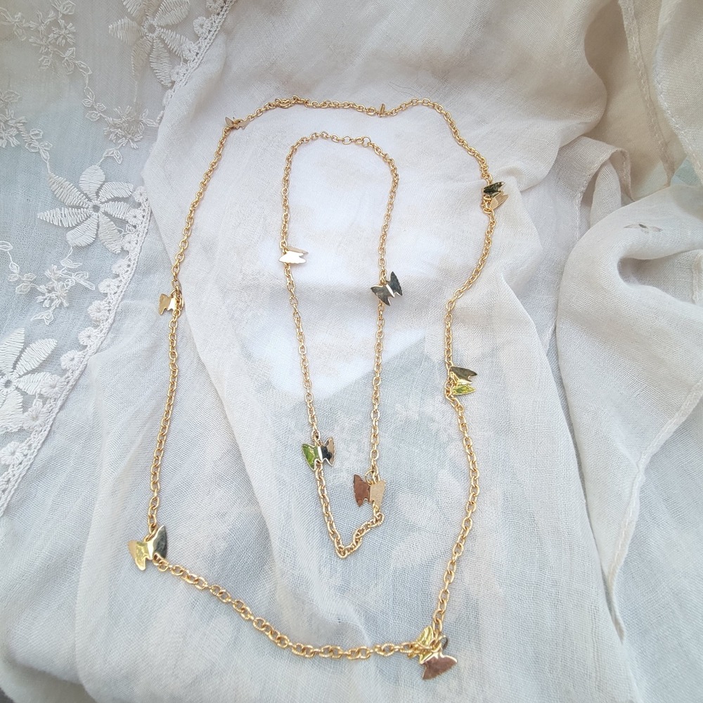 Vintage 1970s Sarah‎ Coventry 2-pc Flutter-byes Butterfly Necklace Set layered - Picture 6 of 7
